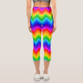 Horizontaler Regenbogen Zickzack Zigzag Streifenmu Capri Leggings (Rückseite)