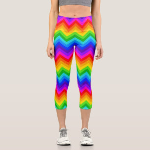 Horizontaler Regenbogen Zickzack Zigzag Streifenmu Capri Leggings