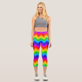 Horizontaler Regenbogen Zickzack Zigzag Streifenmu Capri Leggings (Vorderseite)