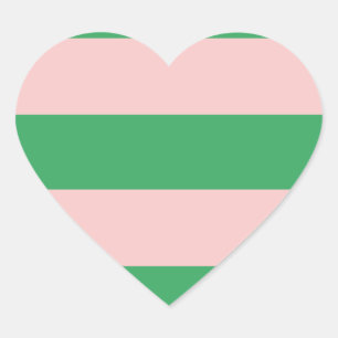 Horizontaler rosa und grüner Streifen Jede Größe Herz-Aufkleber