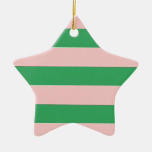 Horizontaler rosa und grüner Streifen Jede Größe Keramikornament