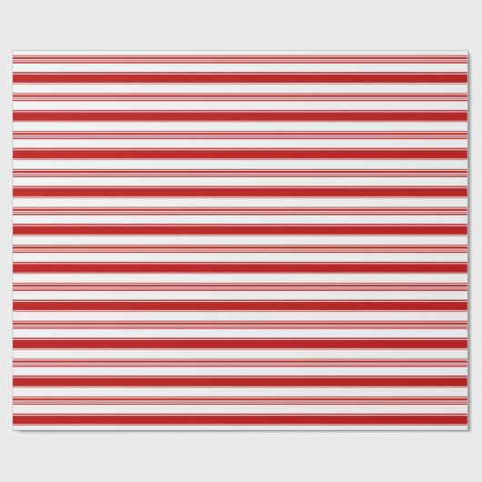Horizontaler Rot- und Weißkerzenstreifen (groß) Geschenkpapier (Flach)