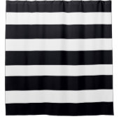 Horizontaler Schwarz-Weiß-Streifen Duschvorhang (Vorderseite)