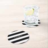 Horizontaler, schwarzer und horizontaler Preppy St Runder Pappuntersetzer (Vor Ort)