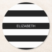 Horizontaler, schwarzer und horizontaler Preppy St Runder Pappuntersetzer (Vorderseite)