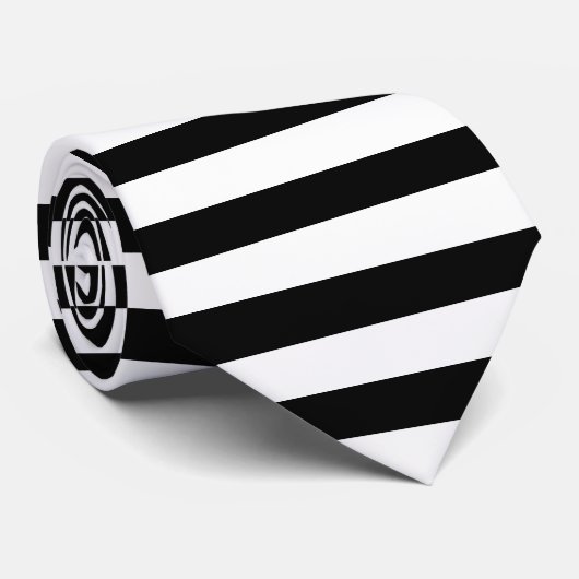 Horizontaler schwarzer und weißer Streifen Krawatte (Gerollt)