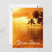 Horizontaler Sonnenuntergang mit Palmen auf Bora B Postkarte (Vorne/Hinten)
