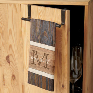 Horizontaler Streifen aus rustikalem Holzton Geschirrtuch