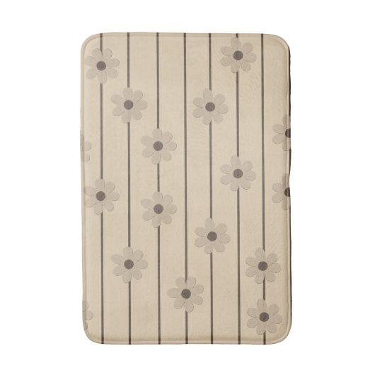 Horizontaler Streifen Brown Khaki Blume Y2K Muster Badematte (Vorderseite Vertikal)