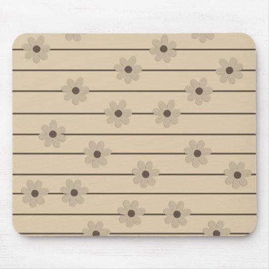 Horizontaler Streifen Brown Khaki Blume Y2K Muster Mousepad (Vorne)