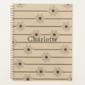 Horizontaler Streifen Brown Khaki Blume Y2K Muster Planer (Vorderseite)