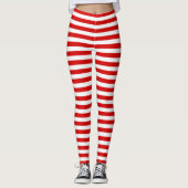 Horizontaler Streifen, rot, weiß, BG Leggings (Vorderseite)