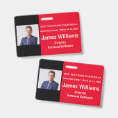 Horizontales Abzeichen Rot, Weiß, Schwarz Ausweis (Vorder- & Rückseite)