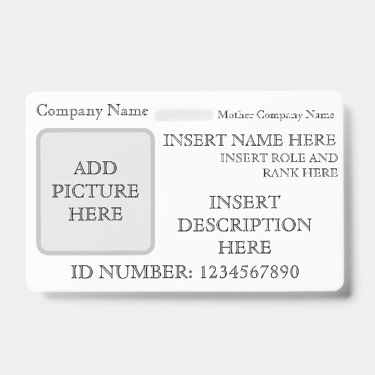 Horizontales benutzerdefiniertes ID-Abzeichen Ausweis (Vorderseite)