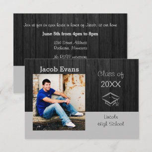 Horizontales Black Wood Foto - 3x5 Grad Bekanntgab Einladung