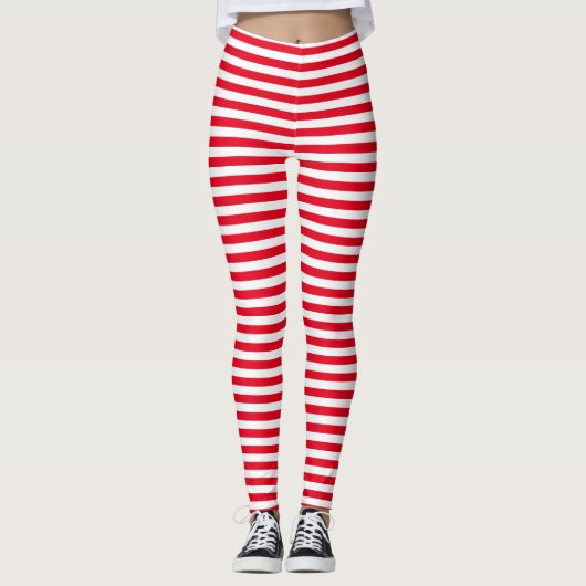 Horizontales Candycane Streifen-Muster Leggings (Vorderseite)