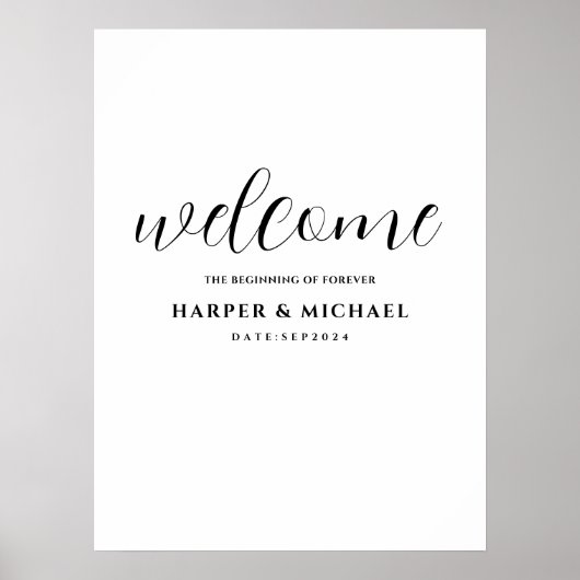 Horizontales elegantes Script-Hochzeitswillkommenp Poster (Vorne)