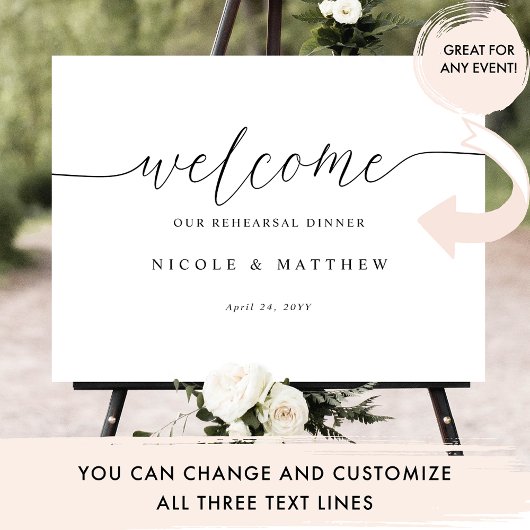 Horizontales elegantes Script-Hochzeitszeichen Poster