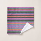 Horizontales, farbiges Streifen Badhandtuch Set (Waschlappen)