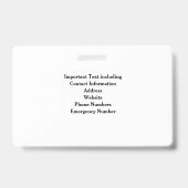 Horizontales Foto-ID-SchulsicherheitsAbzeichen Ausweis (Rückseite)