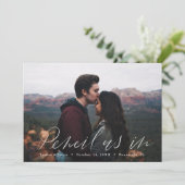 Horizontales Foto mit Handschrift Save the Date Einladung (Stehend Vorderseite)