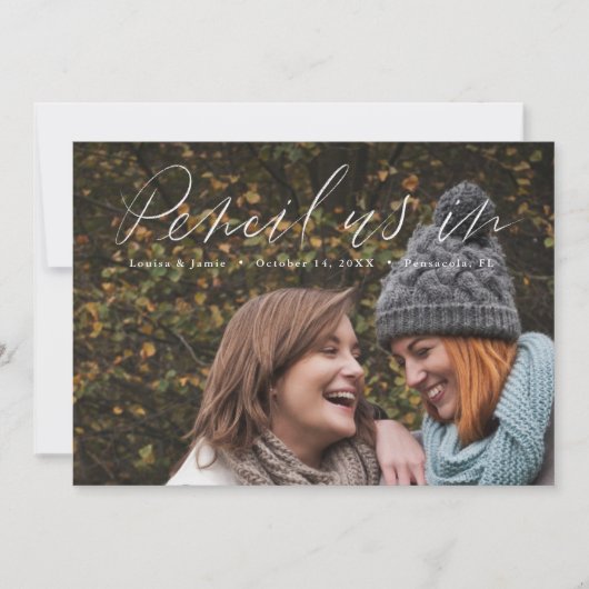 Horizontales Foto mit Handschrift Save the Date Einladung (Vorderseite)
