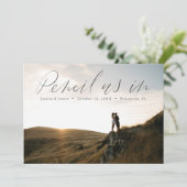 Horizontales Foto mit Handschrift Save the Date Einladung (Stehend Vorderseite)