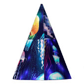 Horizontales glühendes Unterwasser-Quallen-Banner Partyhütchen (Rückseite)