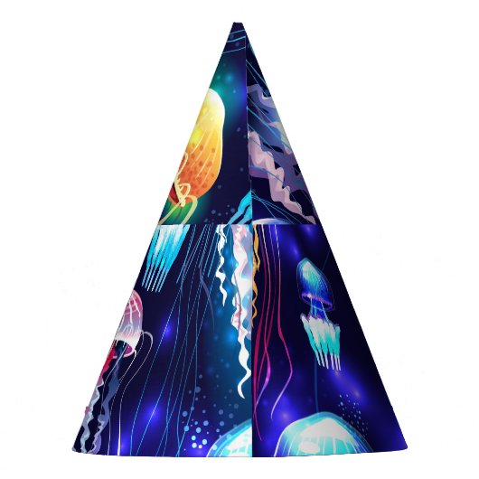 Horizontales glühendes Unterwasser-Quallen-Banner Partyhütchen (Rückseite)