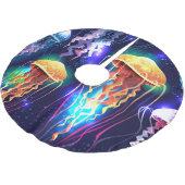 Horizontales glühendes Unterwasser-Quallen-Banner Polyester Weihnachtsbaumdecke (Schrägansicht)