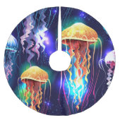 Horizontales glühendes Unterwasser-Quallen-Banner Polyester Weihnachtsbaumdecke (Vorderseite)