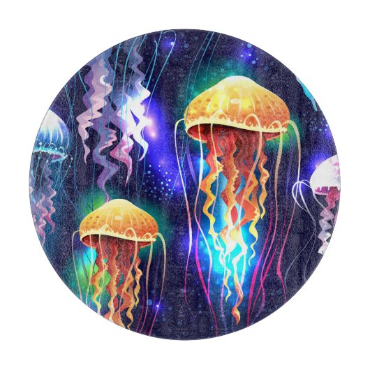 Horizontales glühendes Unterwasser-Quallen-Banner Schneidebrett (Vorderseite)