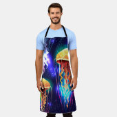 Horizontales glühendes Unterwasser-Quallen-Banner Schürze (Getragen)