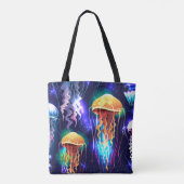 Horizontales glühendes Unterwasser-Quallen-Banner Tasche (Rückseite)