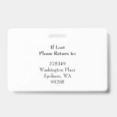 Horizontales ID-Foto und QR-Code-Abzeichen Generis Ausweis (Rückseite)