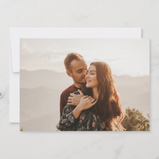 Horizontales klassisches Foto für Schwarz und Ecru Save The Date (Rückseite)