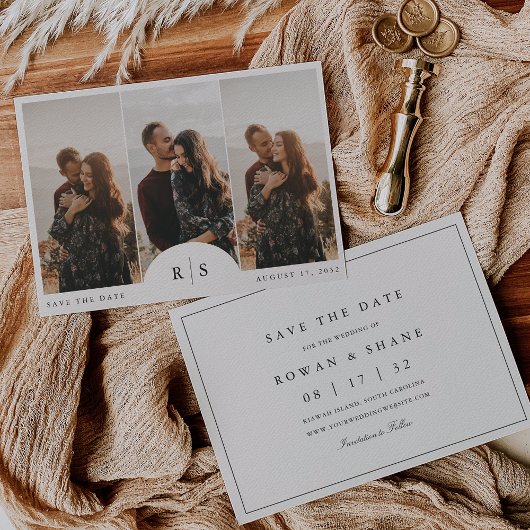 Horizontales klassisches Foto für Schwarz und Ecru Save The Date