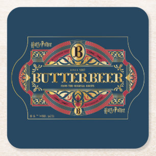 Horizontales Logo "BUTTERBEER™" Rechteckiger Pappuntersetzer