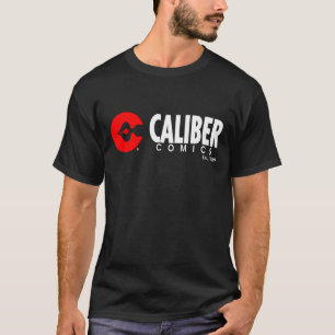 Horizontales Logo für kalibrierte Comic, weißer T-Shirt