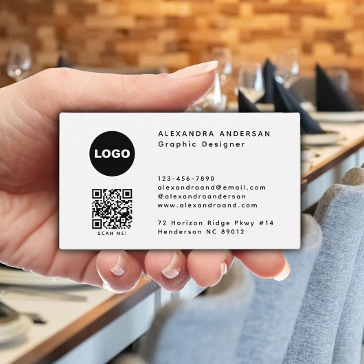 Horizontales QR-Code-Logo-Grafikdesigner Visitenkarte
