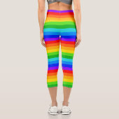 Horizontales Regenbogen-Streifenmuster Capri Leggings (Rückseite)