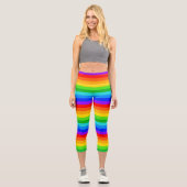 Horizontales Regenbogen-Streifenmuster Capri Leggings (Vorderseite)