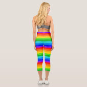 Horizontales Regenbogen-Streifenmuster Capri Leggings (Rückseite)
