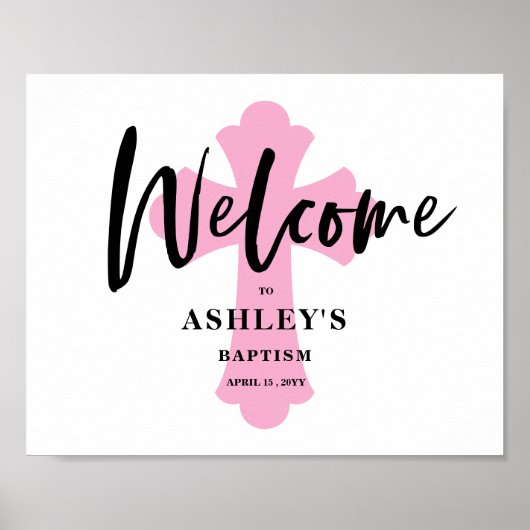 Horizontales, rosa Kreuztaufen - Willkommenszeiche Poster (Vorne)