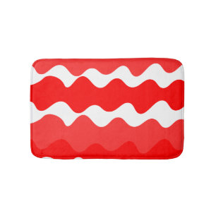 Horizontales, rotes und weißes Muster Badematte