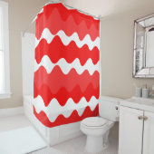 Horizontales, rotes und weißes Muster Duschvorhang (Beispiel)