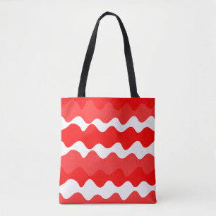 Horizontales, rotes und weißes Muster Tasche