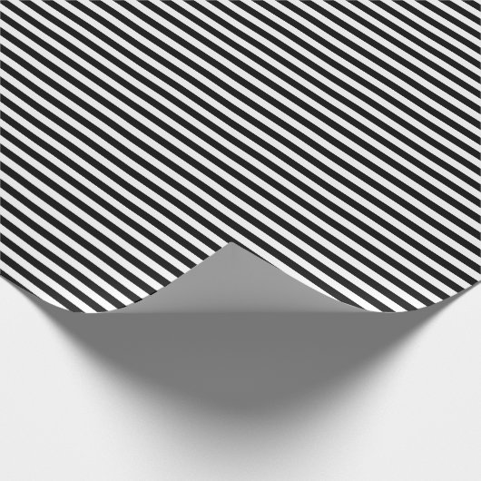 Horizontales Schwarz-Weiß-Streifen Geschenkpapier (Ecke)