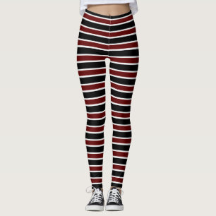 Horizontales schwarzes Maroon-Muster Leggings