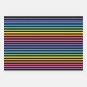 Horizontales, schwarzes Rainbow-Streifenpapier Geschenkpapier Set (Vorderseite 3)